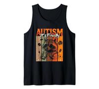 It's Finally Autism Tsim Awareness Autumn Autistic Raccoon Tank Top