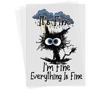 It's Fine Everything is Fine Iron-on Transfer T-Shirt Patch - (A6) 10.5 x 14.85 cm - Humorous Catastrophic Life Design Logo - Funny Getting Shocked Heat Transfer Patch - Relatable Quotes