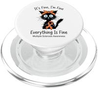 Its Fine Everything Is Fine Multiple Sclerosis Awareness Cat PopSockets PopGrip for MagSafe