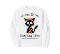 Its Fine Everything Is Fine Multiple Sclerosis Awareness Cat Sweatshirt