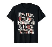 Its Fine Everything is Fine Senior Mom Class of 2027 Value Graphic T-Shirt, Men, Black, L