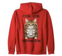 Its Fine Im Fine Coffee cat Zip Hoodie