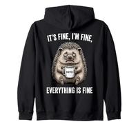 Its Fine Im Fine Coffee Hedgehog Zip Hoodie