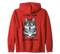Its Fine Im Fine Coffee Wolf Zip Hoodie