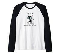 It's Fine I'm Fine Everything Is Fine Funny Black Cat Women Raglan Baseball Tee