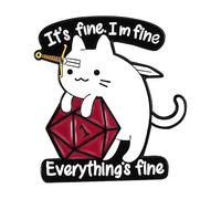 It's Fine I'm Fine Everything is Fine Funny Cat with Knife Enamel Lapel Pin brooches badges for backpacks, 1 Inch, Metal Stainless Steel, no gemstone