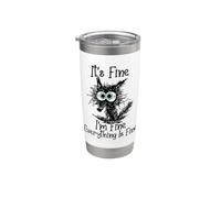 It's Fine I'm Fine Everything is Fine Funny Wolf Meme Stainless Steel Insulated Tumbler