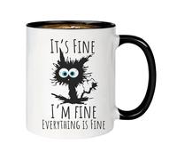 Its Fine, I'm Fine Everything is fine, Its Fine Im Fine Everythings Fine, Stoneware Coffee Mug for Tea and Coffee, Funny Mugs, Cat Joke Mug Cup, Personalised Mug, Present Birthday, 350 ml