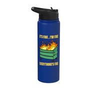 It's Fine I'm Fine Everything is Fine Lil Dumpster Fire Stainless Steel Insulated Water Bottle