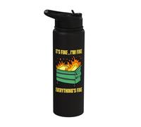 It's Fine I'm Fine Everything is Fine Lil Dumpster Fire Stainless Steel Insulated Water Bottle