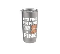 It's Fine I'm Fine Everything is Fine Meme Funny Bear Stainless Steel Insulated Tumbler