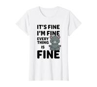 It's Fine I'm Fine Everything is Fine Meme Funny Bear Value Graphic T-Shirt, Women, White, M