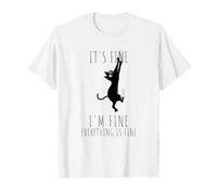 It's Fine I'm Fine Everything is Fine Wall Scared Funny Cat T-Shirt