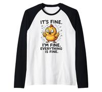 It's Fine, I'm Fine Everything is, Funny Chicken Meme Raglan Baseball Tee