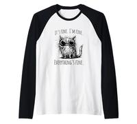 It's Fine. I'm Fine. Everything's Fine. Frazzled cat Design Raglan Baseball Tee