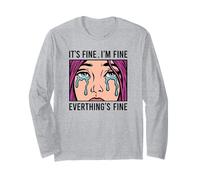 It's Fine I'm Fine Everything's Fine, Retro Comic Book Style Long Sleeve T-Shirt