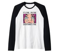 It's Fine I'm Fine Everything's Fine, Retro Comic Book Style Raglan Baseball Tee