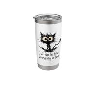 It's Fine I'm Fine Funny Chaotic Cat Meme Morning Mood Stainless Steel Insulated Tumbler