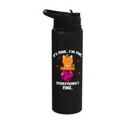 It's Fine RPG Gamer Cat D20 Dice Fail Funny Nerdy Geek Stainless Steel Insulated Water Bottle