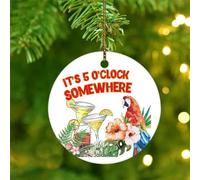 It's Five O'clock Somewhere' Christmas Ornaments Beer Bar Club Glass Parrot Ornament Keepsake Holiday Christmas Tree Party Decorations Funny Ceramic Porcelain Ornament Pendant for Family New Year