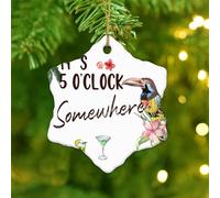It's Five O'clock Somewhere' Christmas Ornaments Happy Hours Pool Beach Hanging Ornaments Xmas Party Decorations Hanging Ceramic Porcelain Ornament Pendant for Friends Families