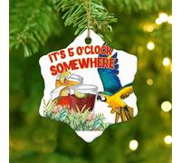 It's Five O'clock Somewhere' Christmas Ornaments Macaws Summer Hawaiian Toucans Xmas Ornament Holiday Christmas Tree Party Decorations Personalized Ceramic Porcelain Ornament Pendant Gift for Him Her
