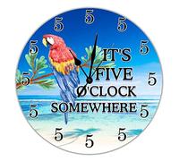 It's Five O'clock Somewhere Clock Lake Life Frameless Wall Clock Battery Operated Silent Quartz 12 inch Rustic Farmhouse Clock Decoration For Bathroom School Living Room Home Office