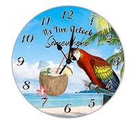 It's Five O'clock Somewhere Clock She Shed Hanging Wall Clock Battery Operated Silent 12 inch Shabby Chic Farmhouse Clock Decor For Home Office Living Room Bathroom