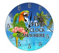 It's Five O'clock Somewhere Clock She Shed Numeral Wall Clock Non-Ticking Battery Operated 12 inch Shabby Chic Farmhouse Clock Decorative For Kitchen Living Room Bedroom Home Bathroom