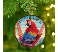 It's Five O'clock Somewhere' Custom Christmas Tree Ornament Flower Floral Leaves Macaws Hanging Ornaments Xmas Tree Decoration Personalized Ceramic Double Sided Ornament Pendant for Friends Families