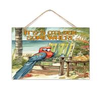 It's Five O'clock Somewhere Established Wood Sign Home Décor Rustic Tropical Rain Forest Animal Prints Signs Motivational Wood Wall Sign for Dinning Room Home House 12x8in