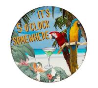 It's Five O'clock Somewhere Funny Novelty Metal Signs Outdoor Decorative Terrace Signs Happy Hours Pool Beach Home Decor Metal Plaque for Men Kitchen Entryway 9x9 Inch Round