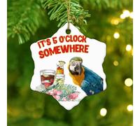 It's Five O'clock Somewhere' Hanging Ornaments Tropical Flamingo Hawaiian Aloha Xmas Ornament Christmas Tree Decorations Elegant Ceramic Circle Ornament Pendant for Friends Coworkers Employees Family