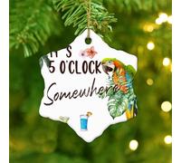 It's Five O'clock Somewhere' Ornament Keepsake Beach Vacation Drinking Parrot Christmas Ornaments Holiday Christmas Tree Decorations Decorative Ceramic Ornament Pendant for Friends Families