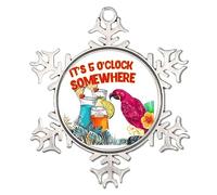 It's Five O'clock Somewhere Snowflake Ornaments Summer Tropical Luau Parrot White Snowflake Ornaments Xmas Tree Decoration Parrot Flowers Beach Flamingo Hanging Xmas Keepsake for Neighbor Friends