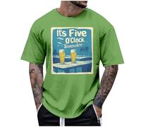 It's Five O'Clock Somewhere T-Shirt Men Garment Dyed Tee - Perfect for Summer Beach Days 2025 New Men's T-Shirts Green