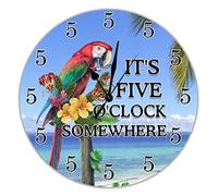 It's Five O'clock Somewhere Wall Clock Beach Rules Large Wooden Wall Clock Non-Ticking Battery Operated 12 inch Classic Farmhouse Wood Wall Clocks Decoration For Living Room Home Bedroom Restaurant