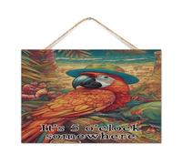 It's Five O'clock Somewhere Wooden Plaque Sign Rustic Decor Farmhouse Summer Retro Sunset Drinking Signs Retro Wood Wall Sign for Bathroom Home Pantry 12x8in