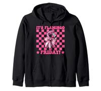 It's Flamingo Friday! TGIF Flamingo Girl Mom Pink Coquette Zip Hoodie