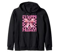 It's Flamingo Friday! TGIF Flamingo Girl Mom Pink Coquette Zip Hoodie