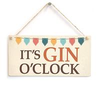 It's Gin O'Clock - Gin and Tonic Bunting Design Wooden Sign