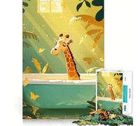 It's Giraffe Bath Time 1000 Piece Jigsaws for Teenagers Puzzle Brain Skill Firm Joint Pattern Build Art Display (38x52cm)