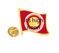 Its High Noon Art Deco Fashion Golden Metal Flag Lapel Pin Badge