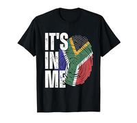 It's in Me South Africa Flag Fingerprint African Heritage T-Shirt, Men, Black, 4X-Large