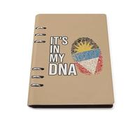 It's In My DNA An1tigua And Barbuda Flag Leather A5 Binder Notebook Refillable Travel Journal with 90 Sheets Personal Planner for Women Men