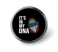 It's In My DNA Antigua And Barbuda Flag Print Round Badge Metal Decorative Brooches 1 Inch Funny Lapel Pin Gift Or Backpack Clothing