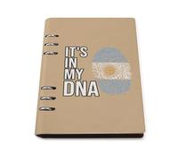 It's In My DNA Argentina Flag Leather A5 Binder Notebook Refillable Travel Journal with 90 Sheets Personal Planner for Women Men