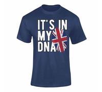 It's in My DNA British UK Flag T Shirt - UK England Union Jack Tee for Kids & Adults, Proud Britain Football Top - Navy X-Large