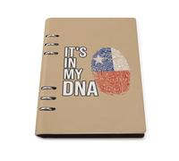 It's In My DNA Chile Flag Leather A5 Binder Notebook Refillable Travel Journal with 90 Sheets Personal Planner for Women Men