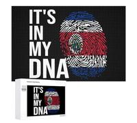 It's In My DNA CostaRica Flag Funny Wooden Puzzle Adults Difficult Jigsaw Puzzles with Storage Box for Family Game Birthday Gift